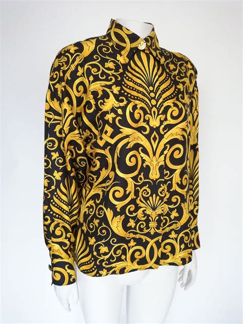 versace blouse vintage womens yellow|Versace tops women on sale.